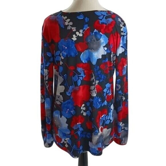 The Limited Womens Size S Multicolor Floral Long Sleeve Blouse Top Keyhole - Picture 5 of 7